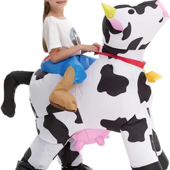 Kids Inflatable Cow Costume with Rider