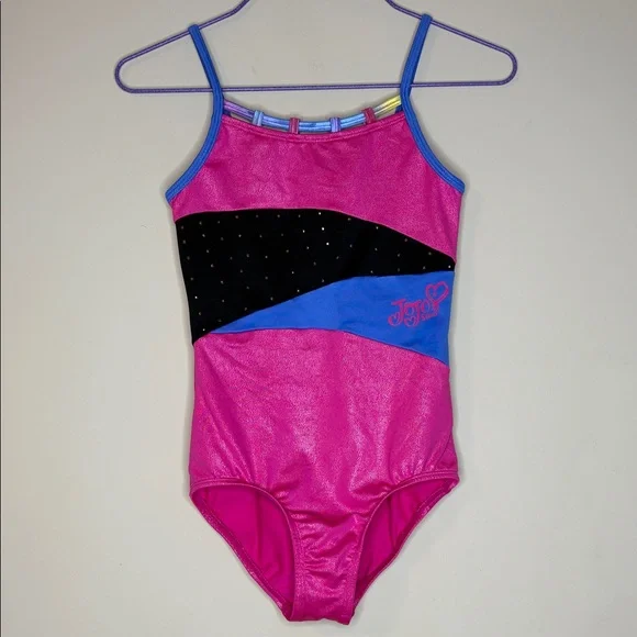 Danskin Jojo Siwa Girls Shimmery Pink Blue Black Leotard Size 12/14