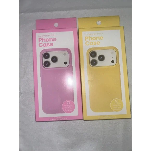 Lot of 2 iPhone 17 Pro Phone Cases Pink and Yellow TPU Slim Protective Covers