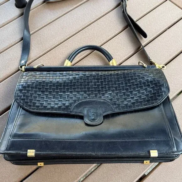 Vintage Hartmann By Lombardo Leather Flap Over Double Gusset Briefcase Zippered