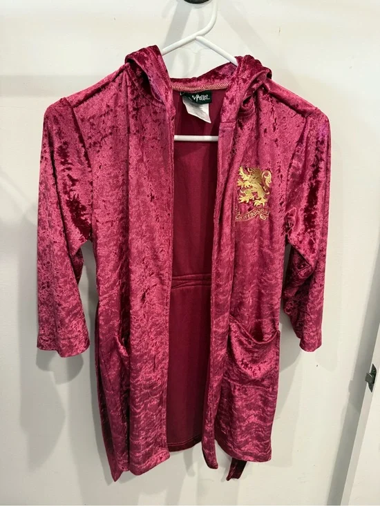 Kids Harry Potter Plush Maroon Gryffindor Hooded Robe