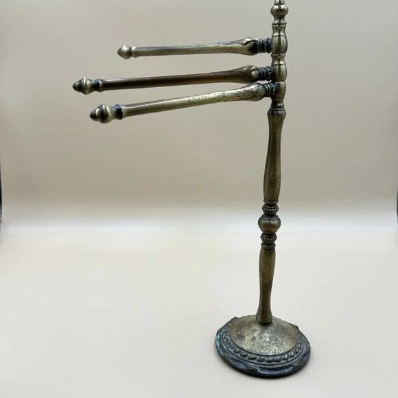 Amerock Carriage House Brass Pedestal 3 Arm Towel Wash Cloth Rack 12