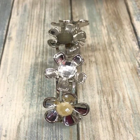 Silver Floral Cuff Bracelet