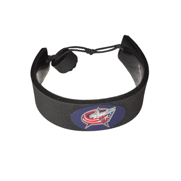 Columbus Blue Jackets NHL Gamewear Black Silicone Adjustable Bracelet Logo