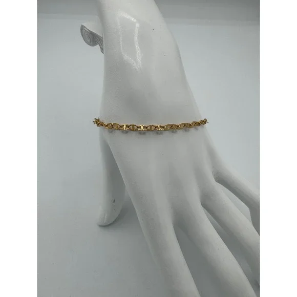 Oshena Dainty Oval Sunburst Chain Link Bracelet Women Gold Lobster Clasp