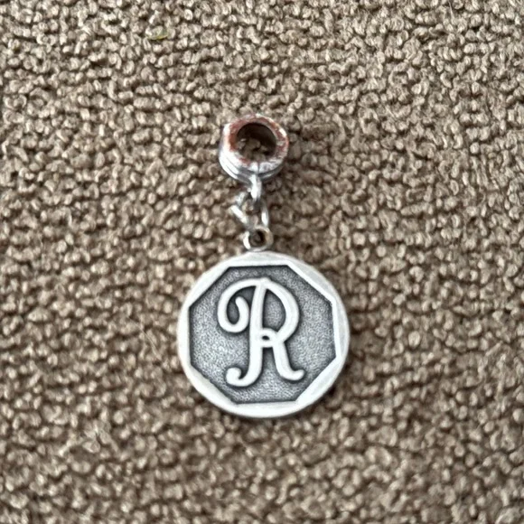 2017 Alex & Ani R initial Charm For Bracelet Silver Tone (TD)