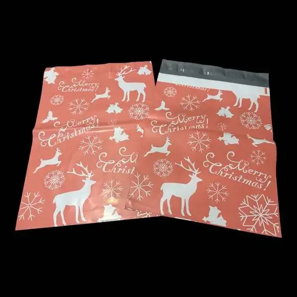 (10) 10 x 13 ‘Merry Christmas’ Deer Self-Sealing Poly Mailers Shipping Envelopes