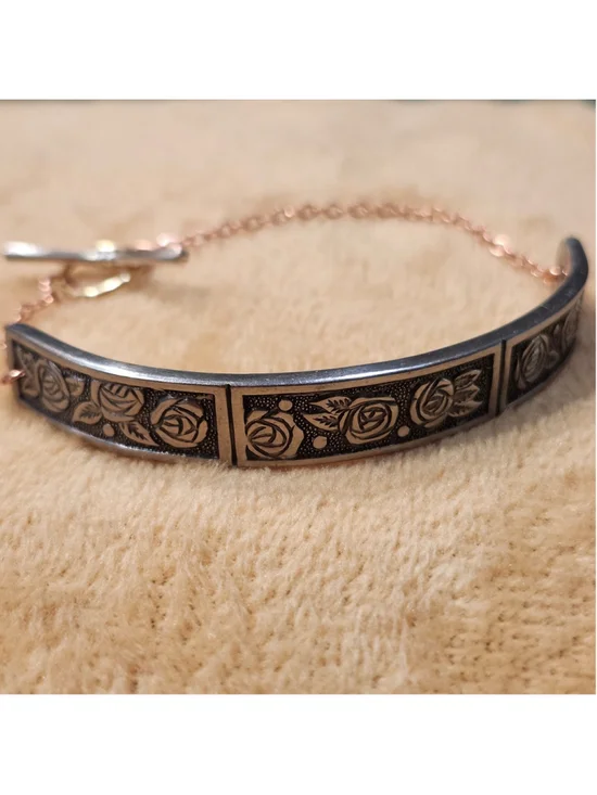Floral Rose pattern Silverwear Bracelet handmade jewelry