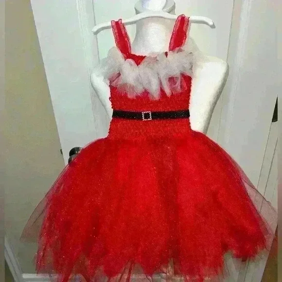 Festive Red Tulle Kids Costume Dress Handmaid
