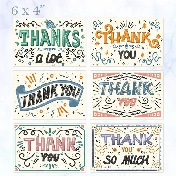25 Thank You Cards 4x6 note cards pods cards