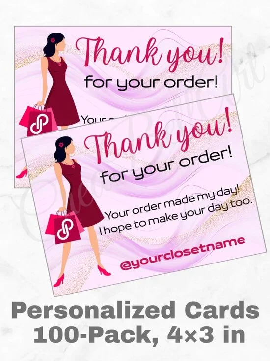 100 Poshmark Shopping Thank You Cards 4 x 3 in