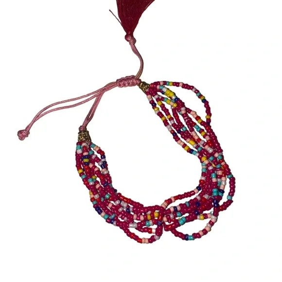Multicolor Beaded Bracelet adjustable multi strands