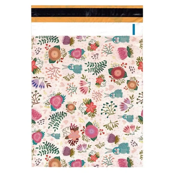 6x9 Floral and Bunnies Print Polymailers 100 pcs Pink, Blue, Green