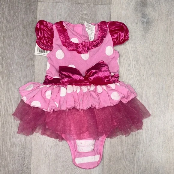 240. Disney Pink and White Polka Dot Baby Costume Size 12-18 Months