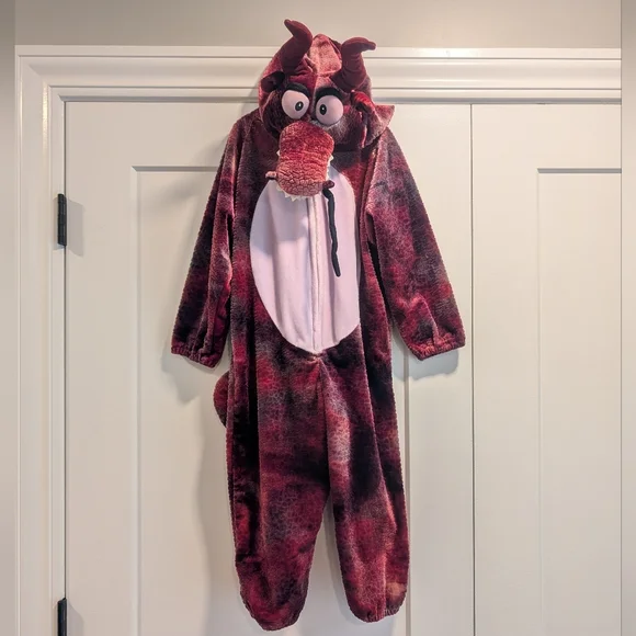 Kids Red Dragon Onesie Halloween Costume Size 4-5