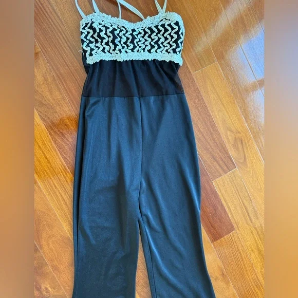 Curtain Call Dance Costumes wide leg jumpsuit Black / White Size Child Large