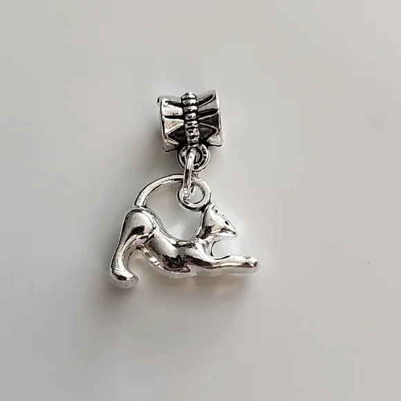 Cat Charm for European Style Bracelets Fits Pandora Systems