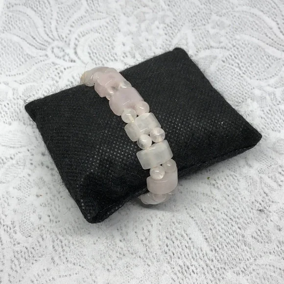 Pink natural quartz stretch bracelet boho  free spirit layering stack