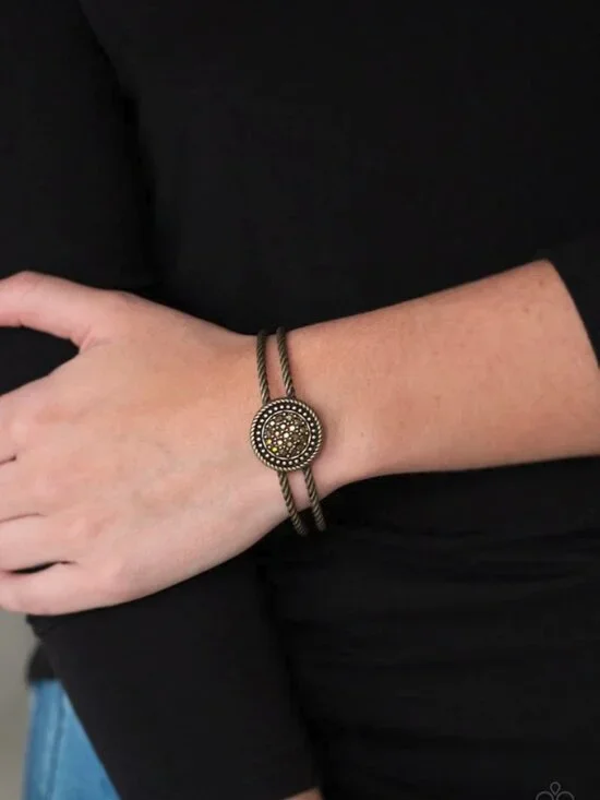 Paparazzi Jewelry Accessories - Definitely Dazzling - Brass Bracelet - Vintage