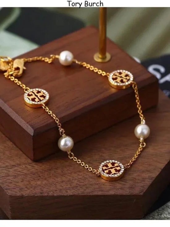 Tory Burch paved pearl bracelet