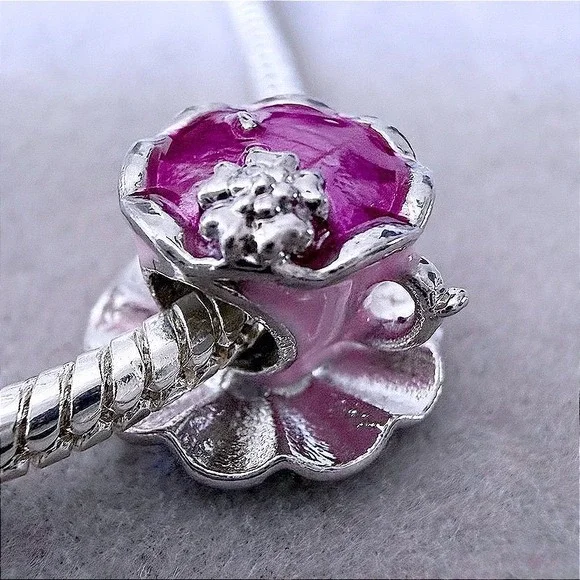 Pink Teacup and Saucer Bead Charm fits PANDORA