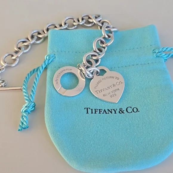 Return To Tiffany & Co  Toggle Heart Thick Bracelet Silver 7 Inch