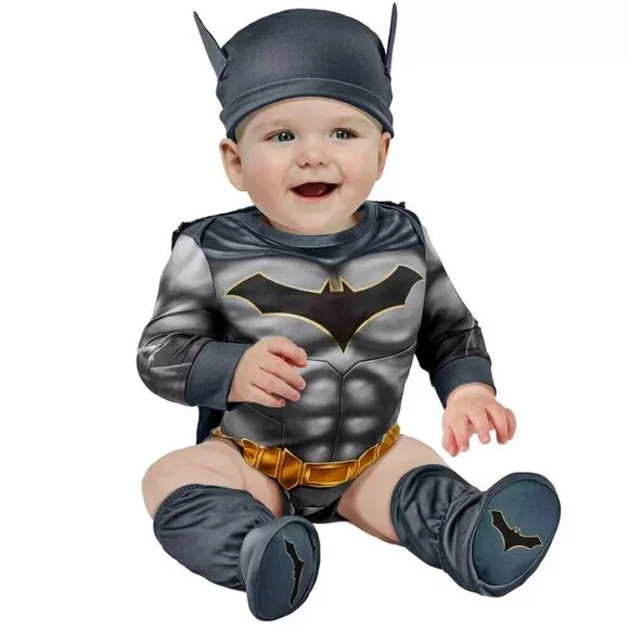 NEW Batman Halloween Costume Baby 0-6 Months DC Rubie's Bodysuit Booties Cape