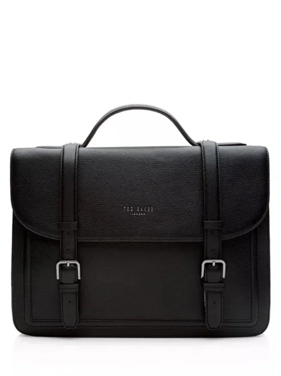 Ted Baker Black Leather Buckle Briefcase