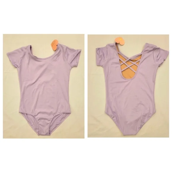MdnMd Dance Gymnastic Leotard short Sleeve crisscross back size XL
