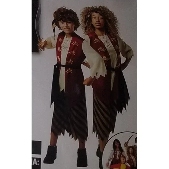 NEW Pirate Halloween Costume Unisex Boy Girl Small 6-7 Shirt Pants Headscarf