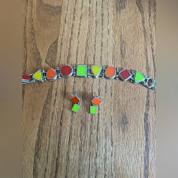NEW Vintage Set Jessica Lee Designs 925 Bracelet and Earrings