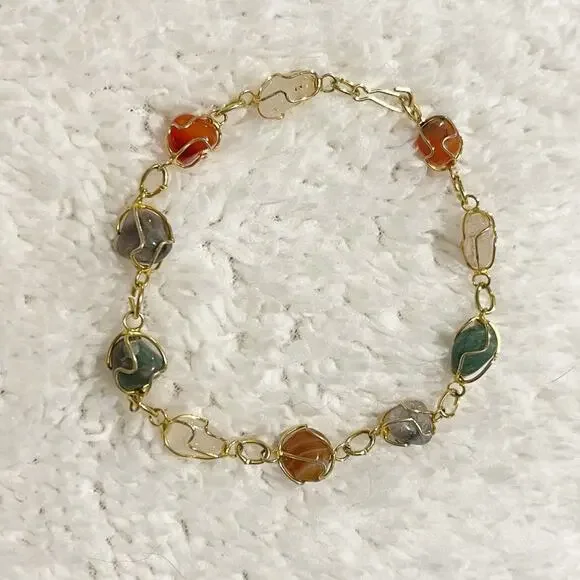 VTG | Multi-Colored Polished Caged Gemstones‎ Bracelet | Jewelry