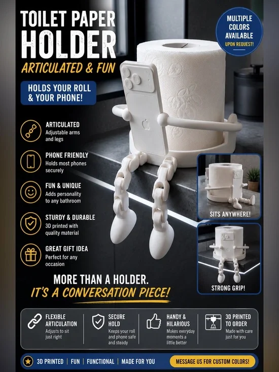 3D Printed Articulated Toilet Paper Holder