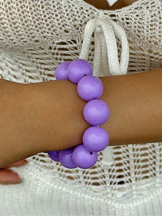 Purple Bead Stretch Bracelet N2324