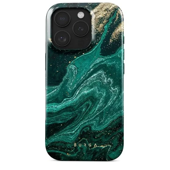 BURGA Emerald Pool Green and Gold Metallic Phone Case for iPhone 16 Pro Max 6.9