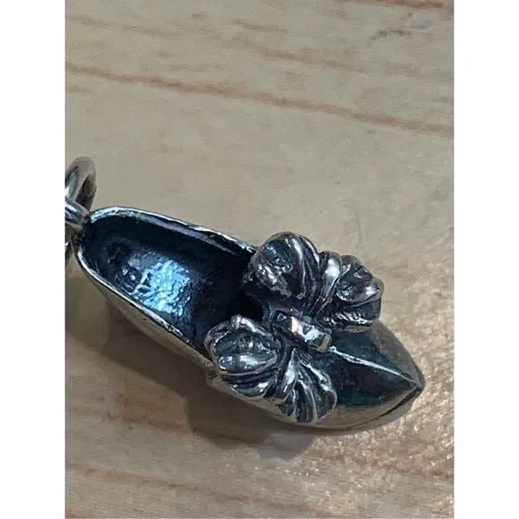 Vintage 925 Shoe High Heel with Bow Sterling Silver Jewelry Charm#shoe collector
