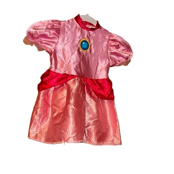 Super Mario Princess Peach pink sparkle Child Costume dress Girls Toddler 2T