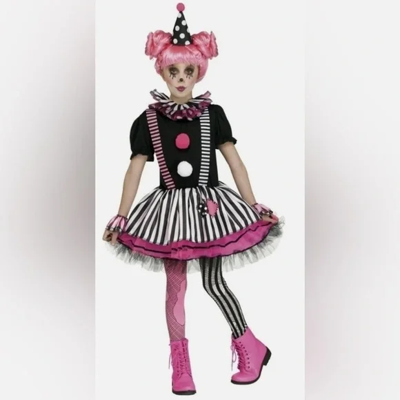 Black and White Striped Clown Costume for Kids