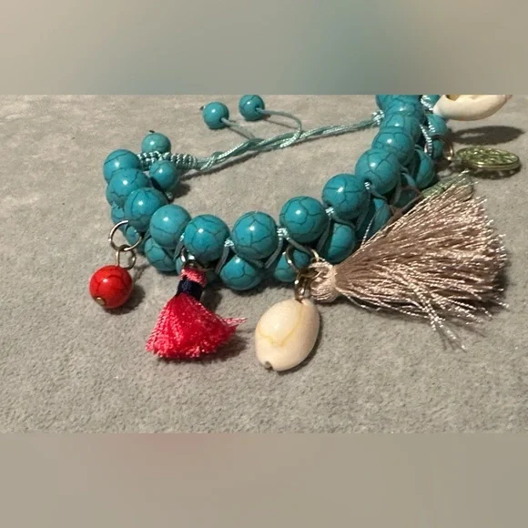 Good luck beach bracelet. Blue and Red Bohemian Bracelet