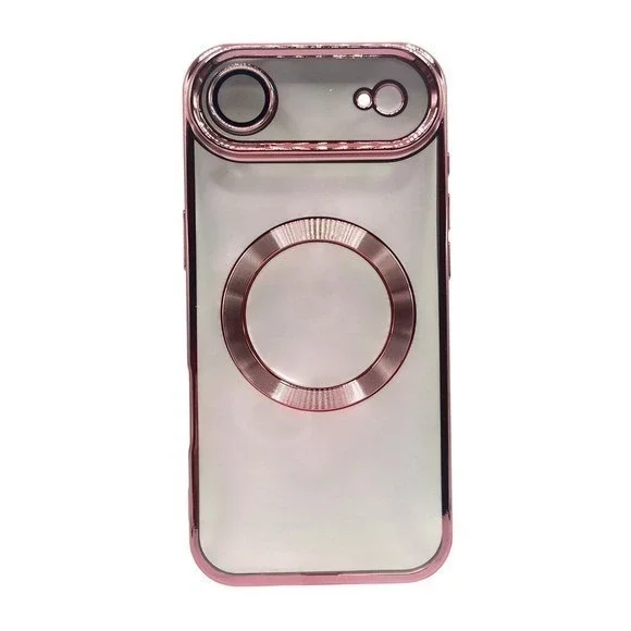 iPhone 17 Air Clear Protective Case Pink Metallic‎ Trim NEW