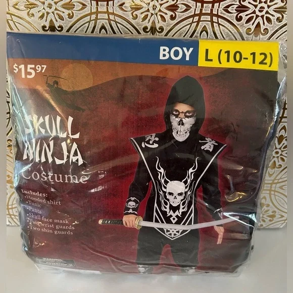 Skull Ninja Costume for Kids - Black and White