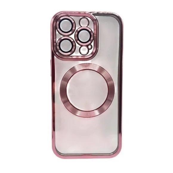iPhone 16 Pro Max‎ Clear Protective Case Pink Metallic Trim NEW