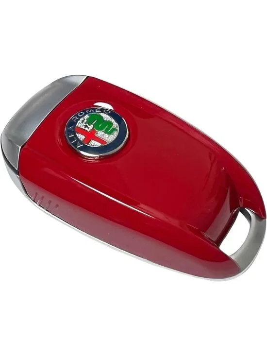 3D Carbon Fiber Black Smart Key Fob Cover Case for Alfa Romeo - Color Logo Red