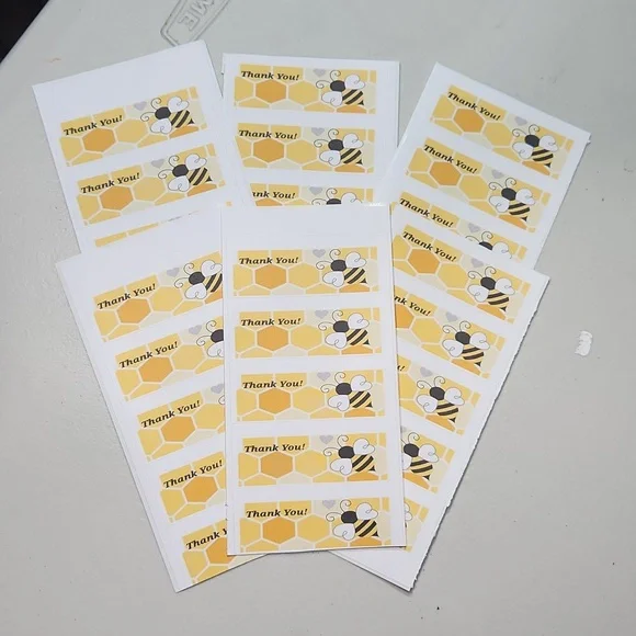 Hand Crafted Bee w/ Honeycomb Thank You Stickers 100 Count