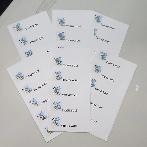Hand Crafted Butterfly Thank You Stickers 100 Count