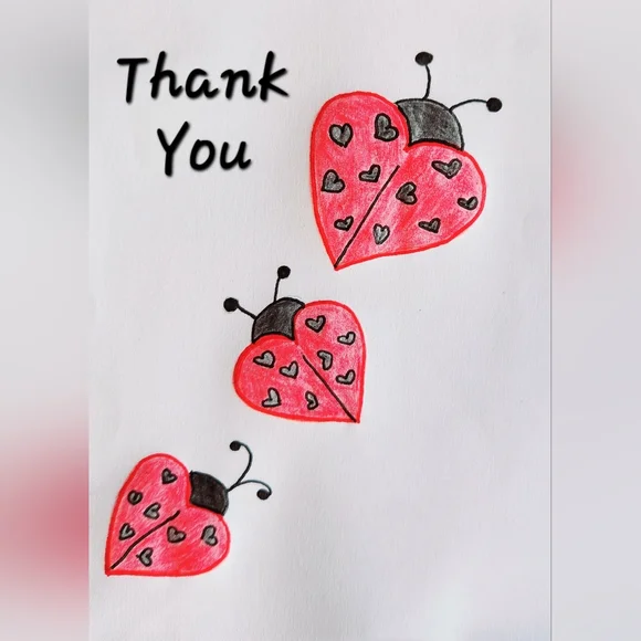 Original Art Work by Seller Lady Love Bugs 50pk Business Thank You Cards