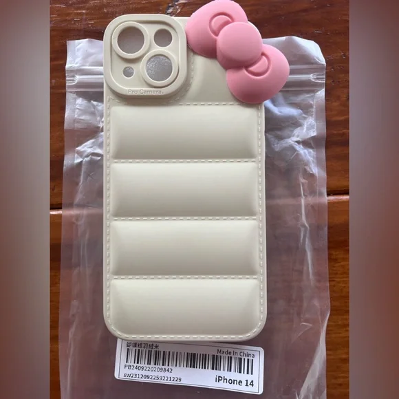 Cream and Pink iPhone 14 Case