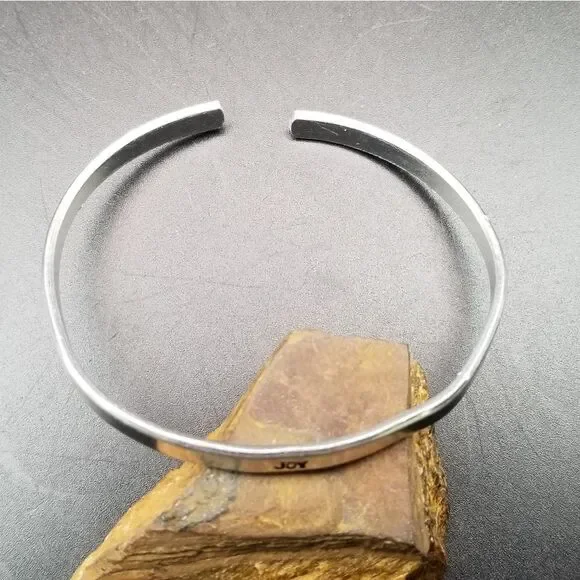 Silver cuff bracelet joy inspirational B824