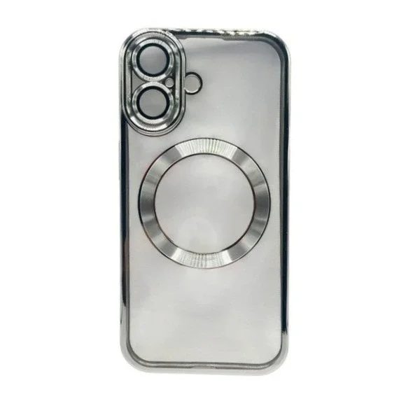 iPhone 16 Plus Clear Protective Case‎ Silver Metallic Trim NEW