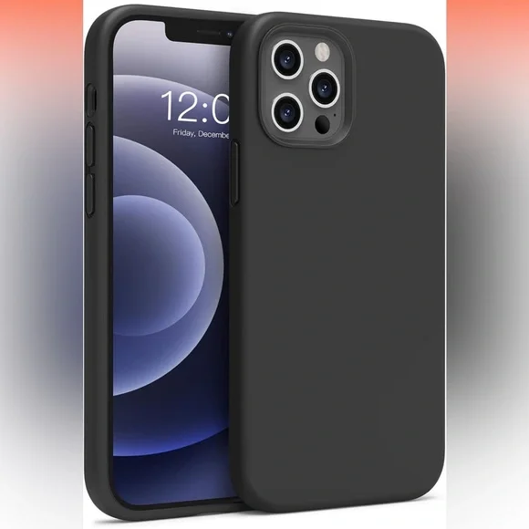 Liquid Silicone Compatible 12 Pro Case 6.1” Protective Case (Black)